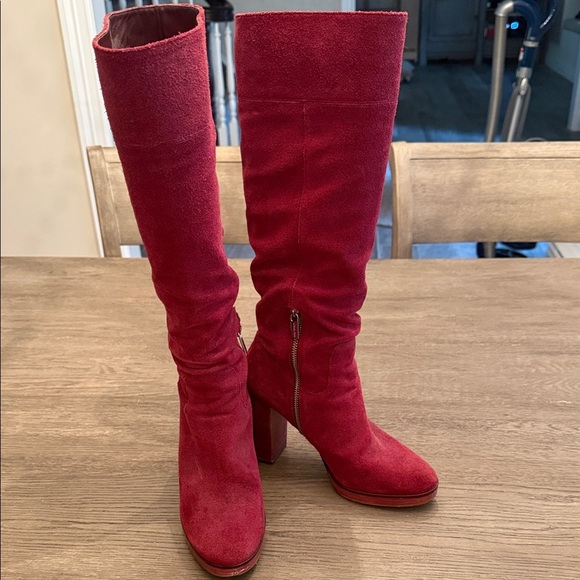 Michale Kors Burgundy Red Suede Knee-High Boots size 8 - Picture 1 of 8